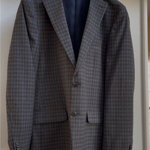 Tommy Hilfiger Men’s Blue and Brown Plaid Blazer 42L